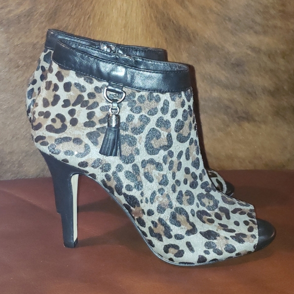 Women's Black and  Olive Animal Print Fur Booties - Picture 2 of 5